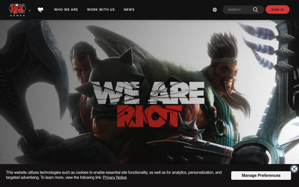 Riot Games website preview