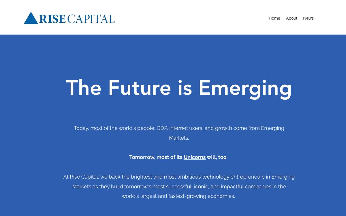 Rise Capital website preview