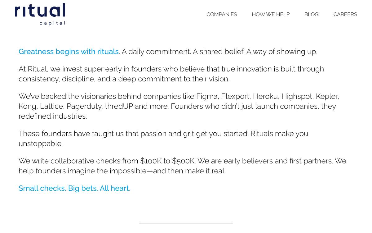 Ritual Capital website preview