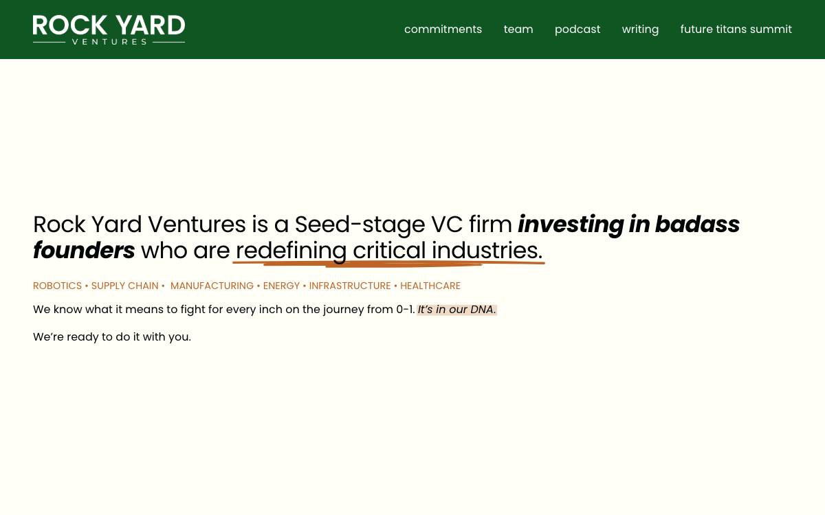 Rock Yard Ventures website preview