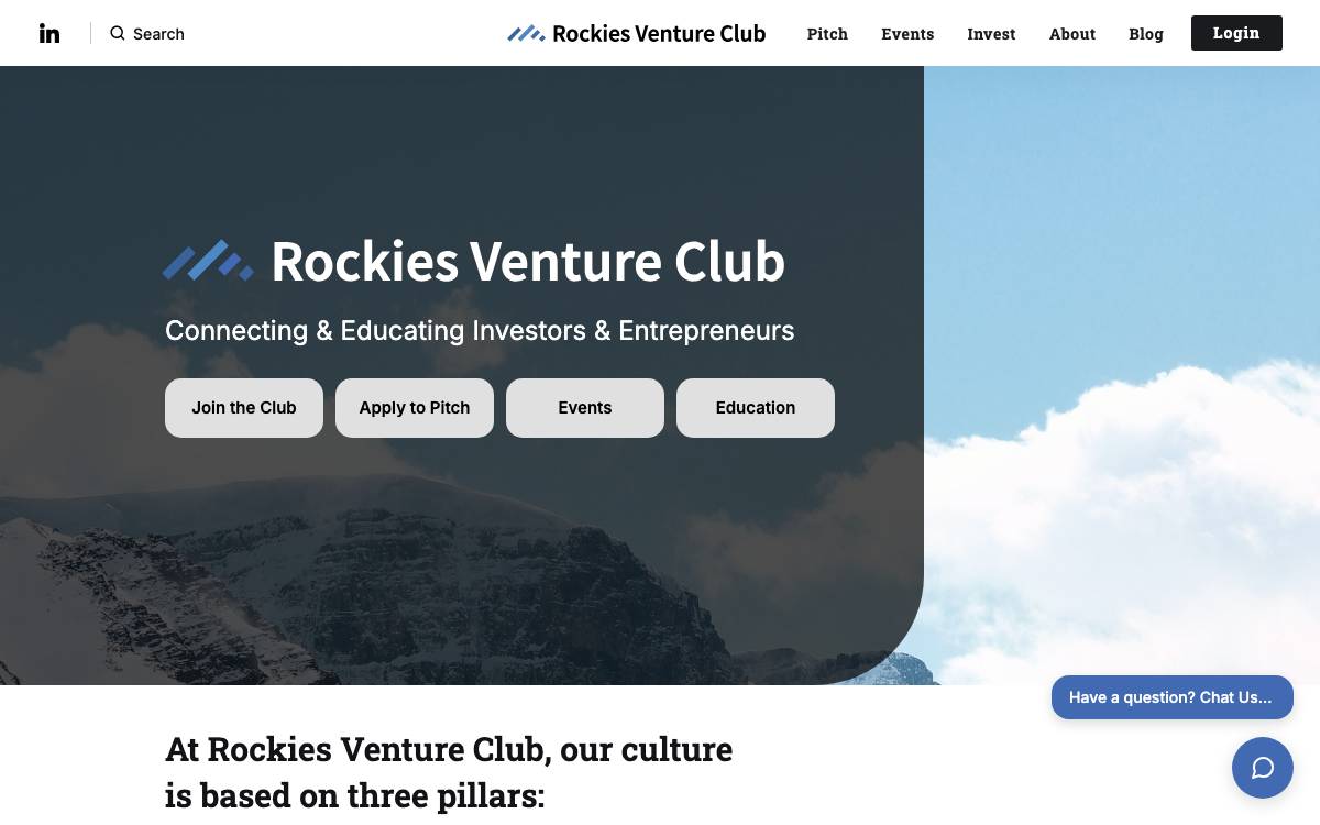 Rockies Venture Club website preview