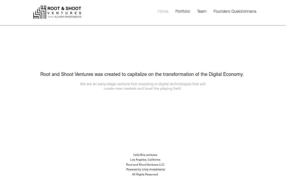 Root and Shoot Ventures website preview