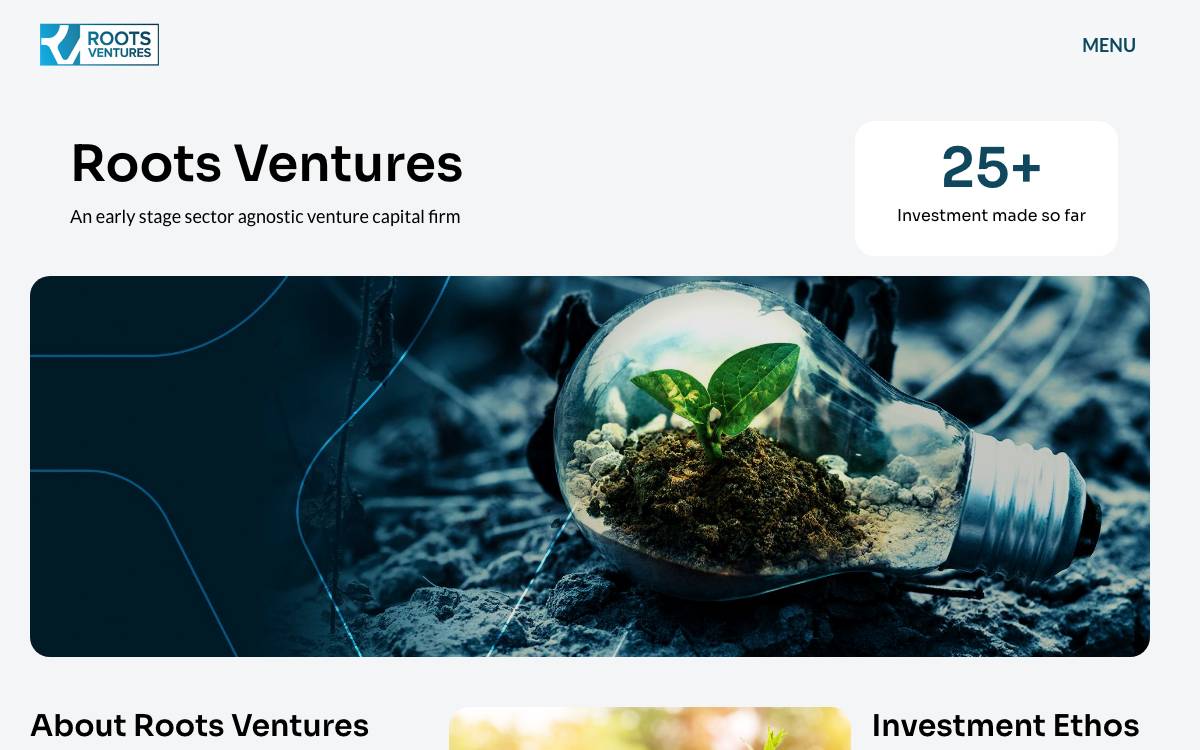 Roots Ventures website preview