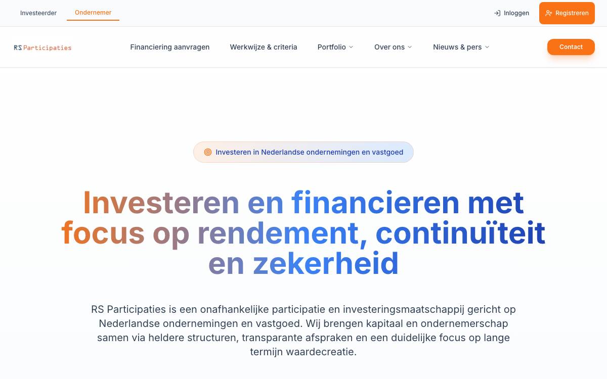 RS Participaties website preview