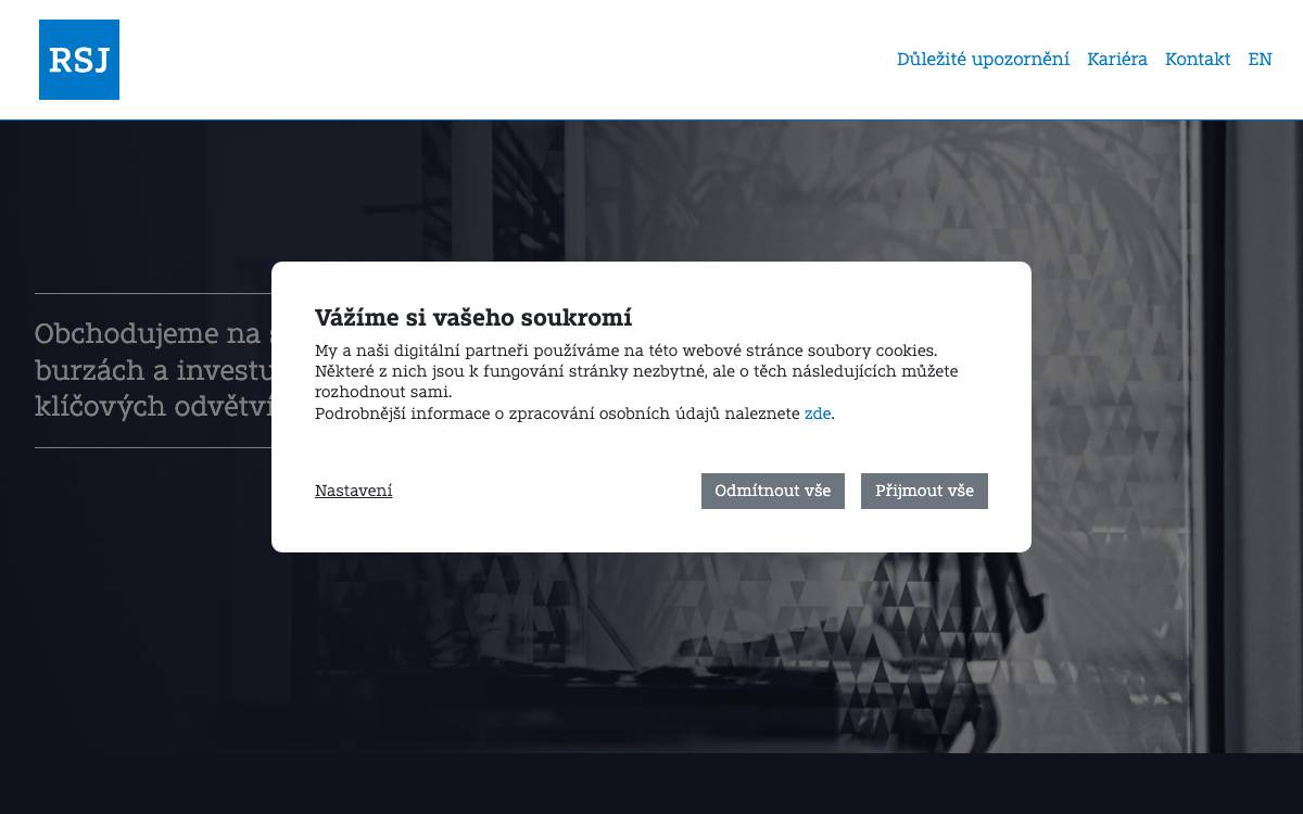 RSJ Investments SICAV a.s. website preview