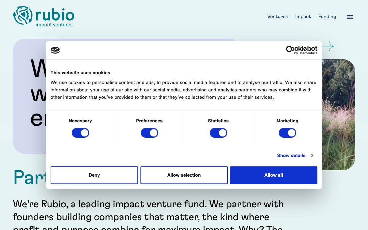 Rubio Impact Ventures website preview