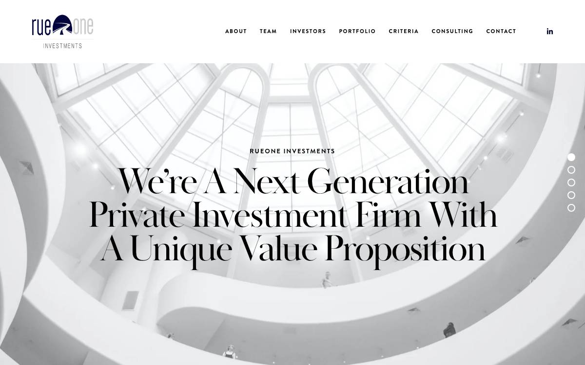 RueOne Investments website preview