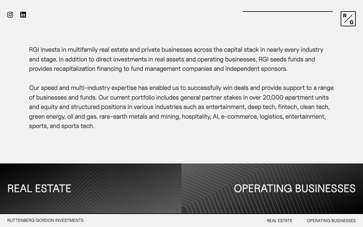 Ruttenberg Gordon Investments (RGI) website preview
