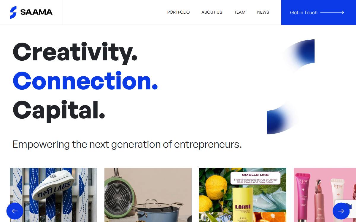 Saama Capital website preview