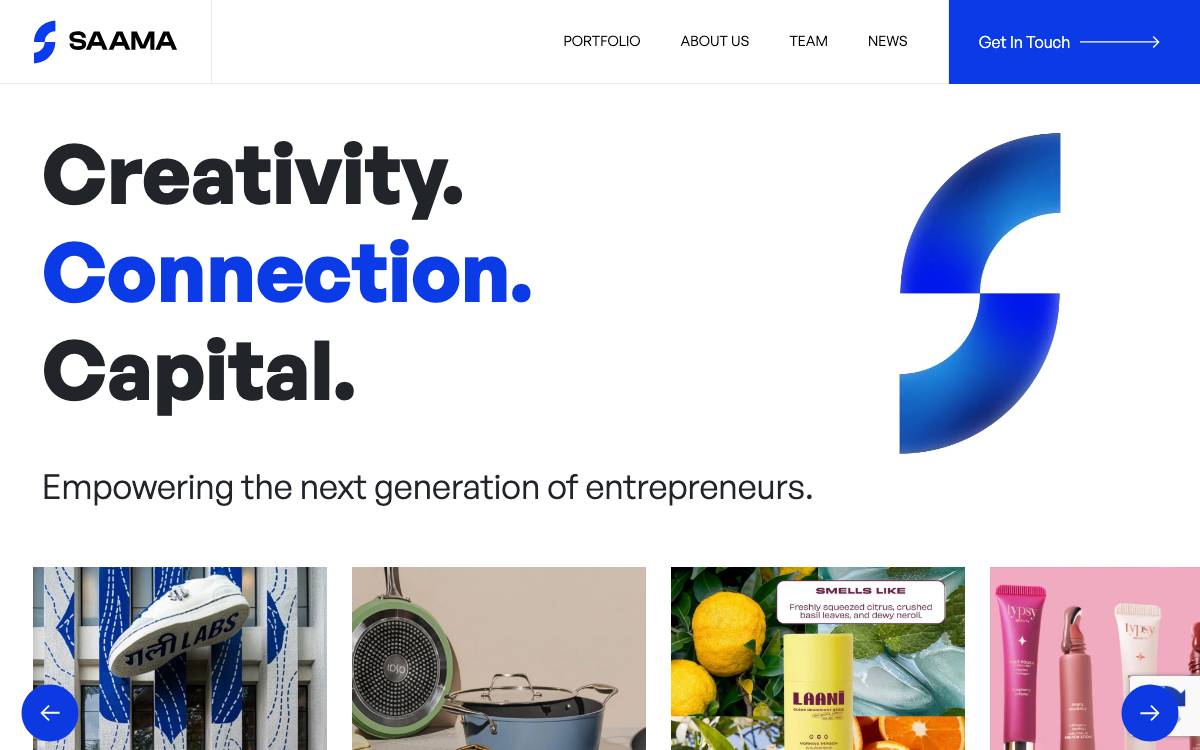 Saama Capital website preview