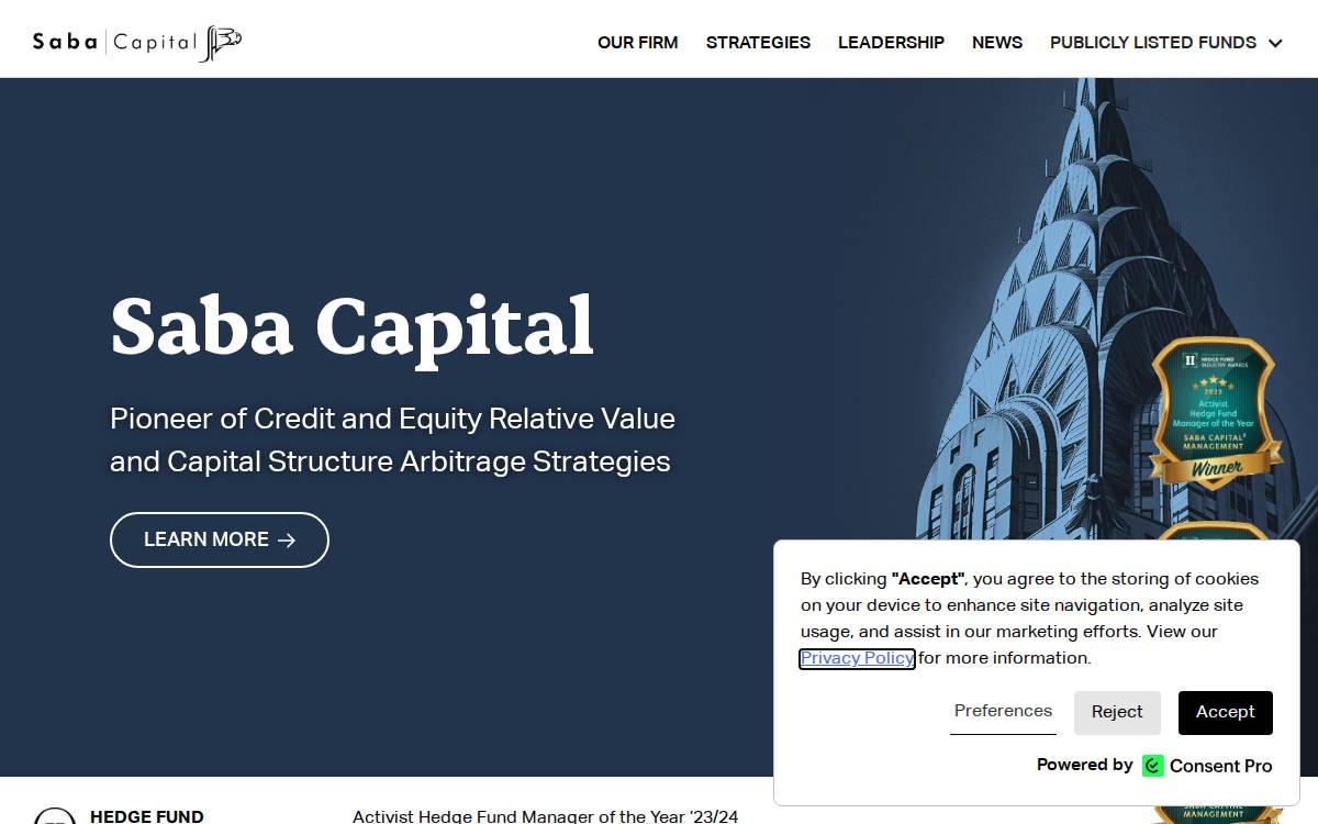 Saba Capital Management website preview