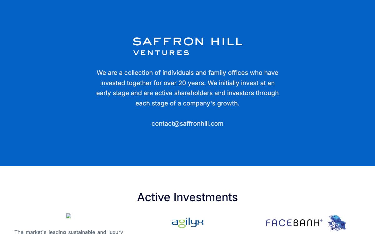 Saffron Hill Ventures website preview