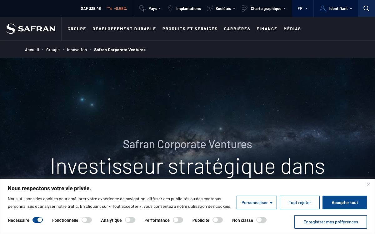 Safran Corporate Ventures website preview