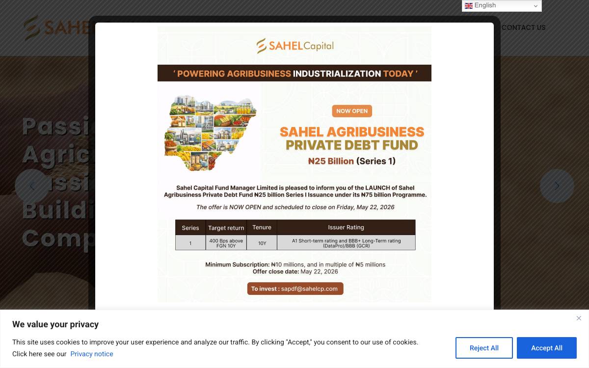 Sahel Capital website preview