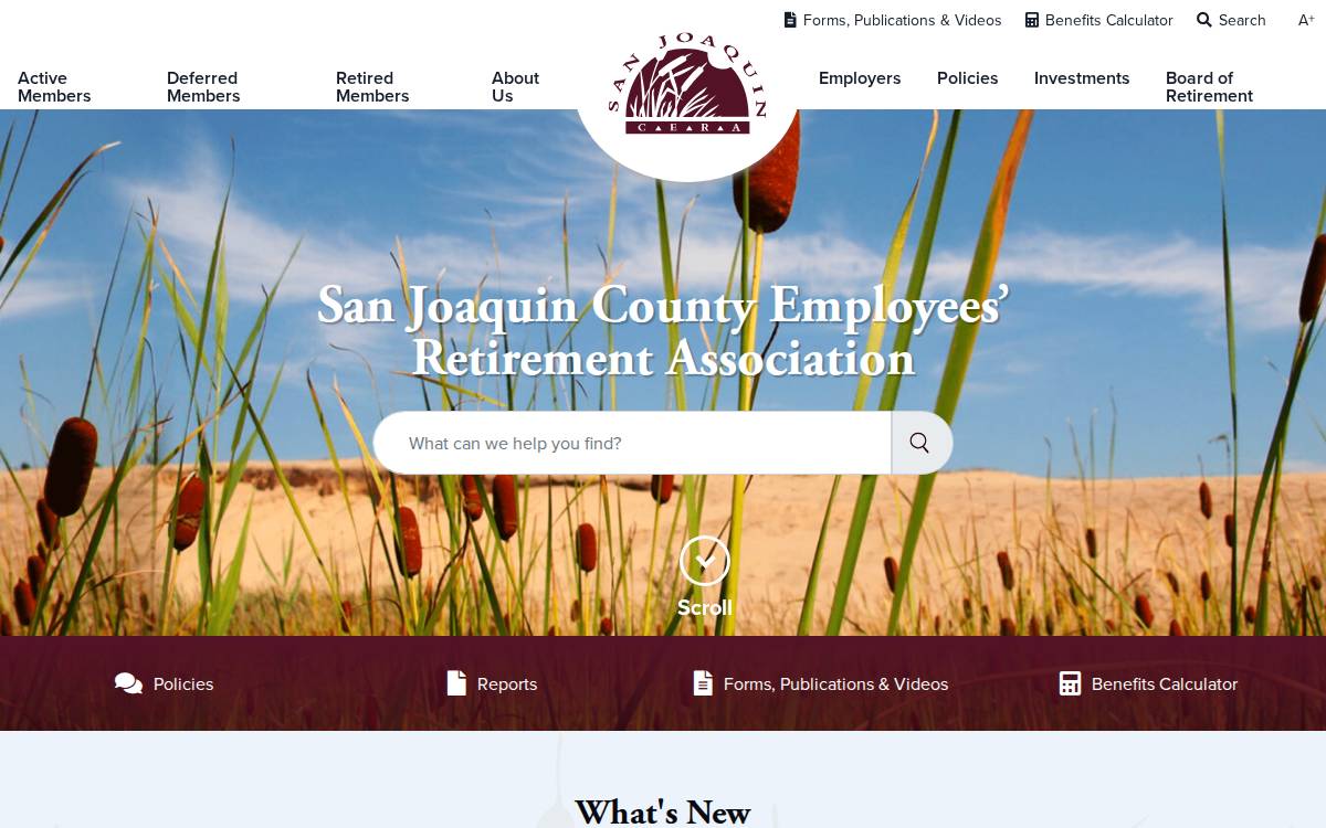 San Joaquin County Employees' Retirement Association website preview