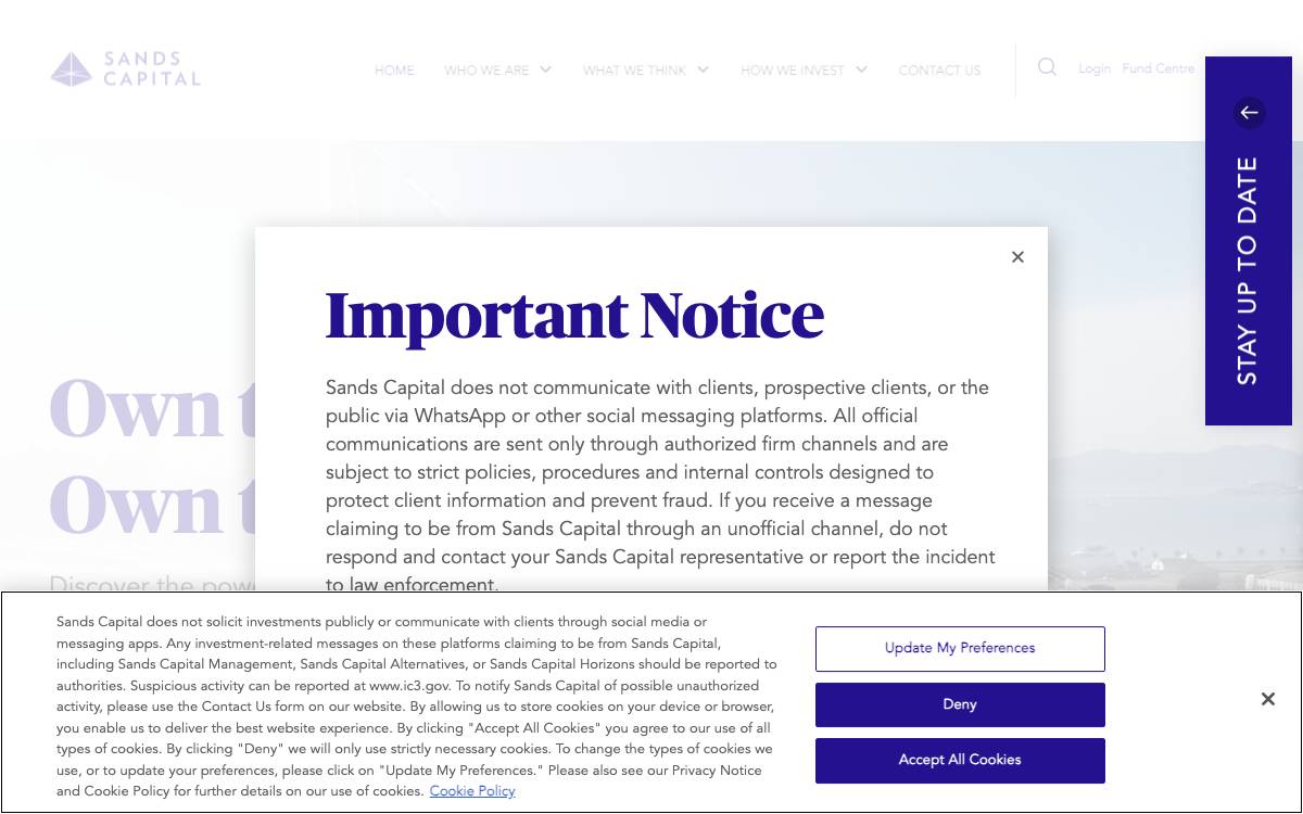 Sands Capital Ventures website preview
