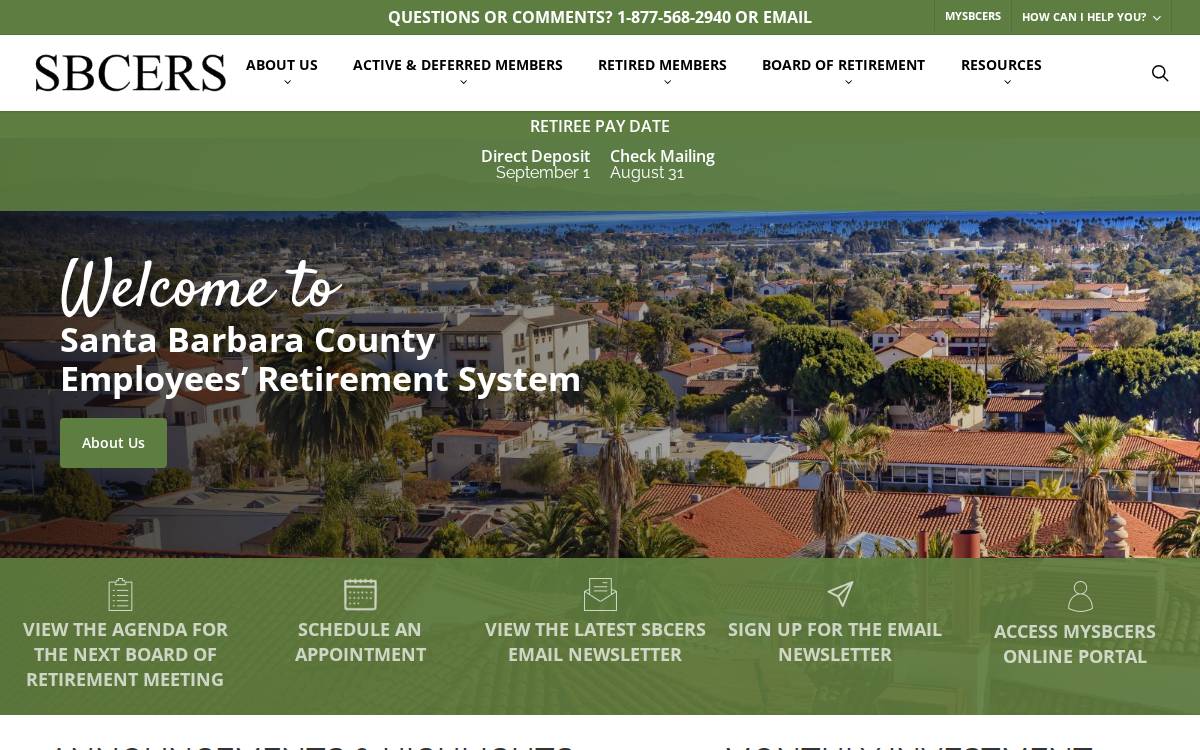 Santa Barbara County Employees' Retirement System website preview