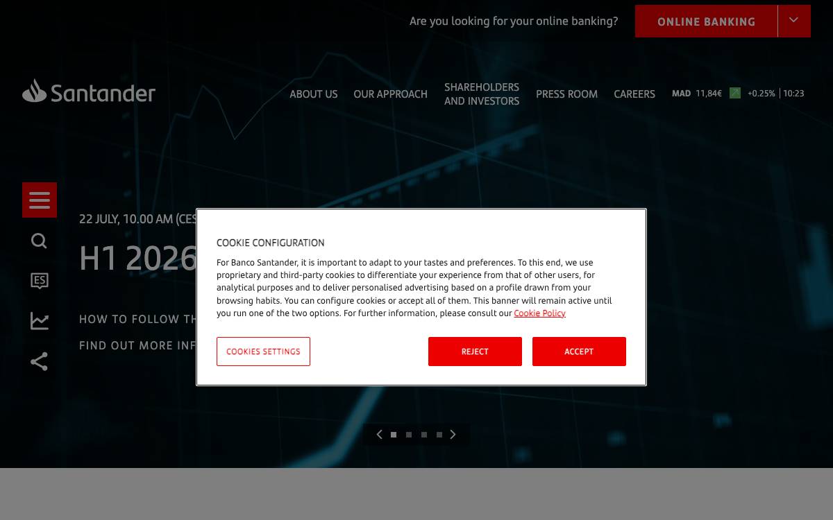 Santander website preview