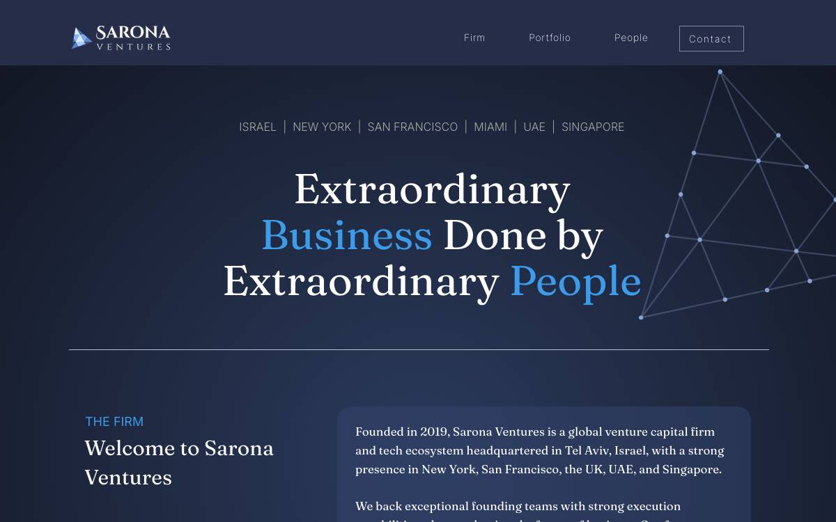 Sarona Ventures website preview
