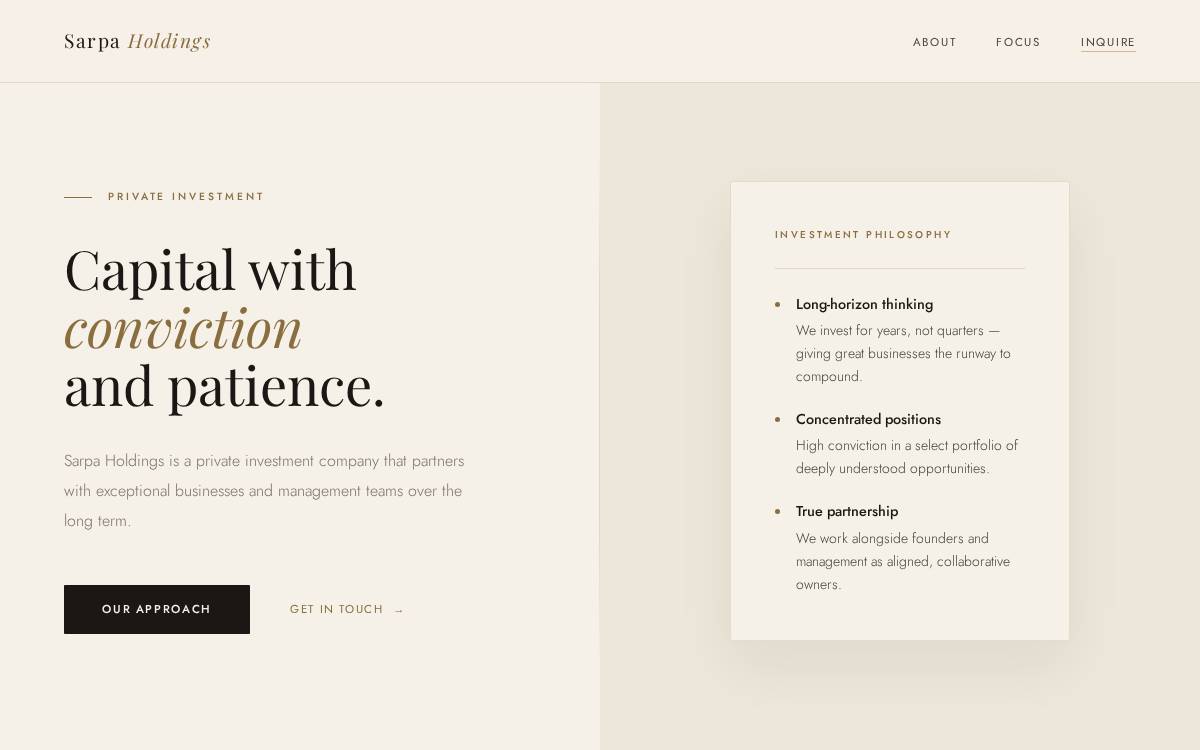 Sarpa Holdings LLC website preview