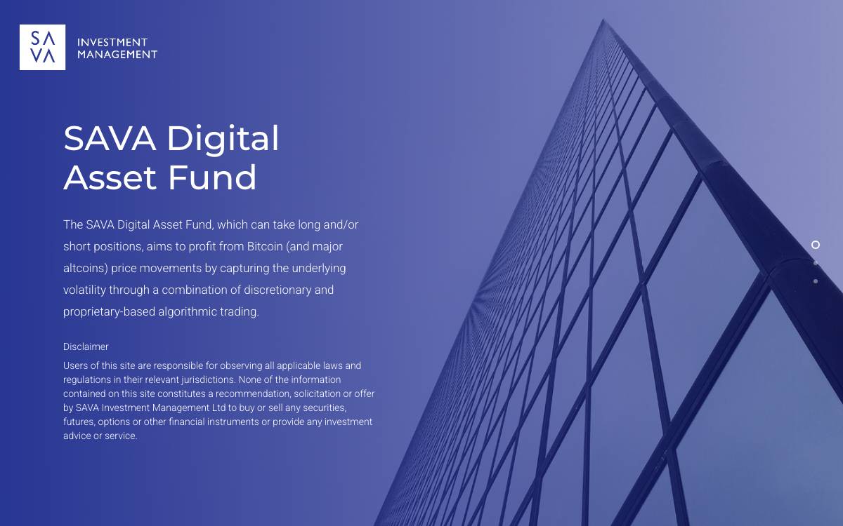 SAVA Investment management website preview