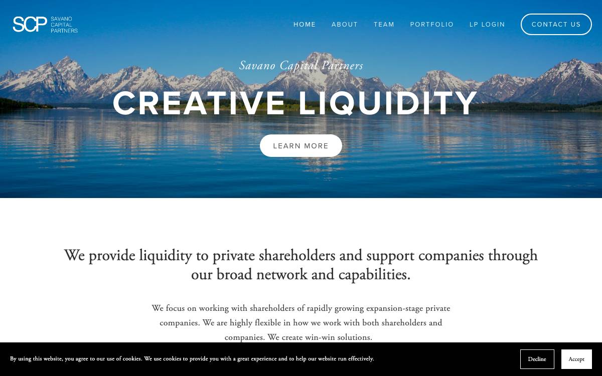 Savano Capital Partners website preview
