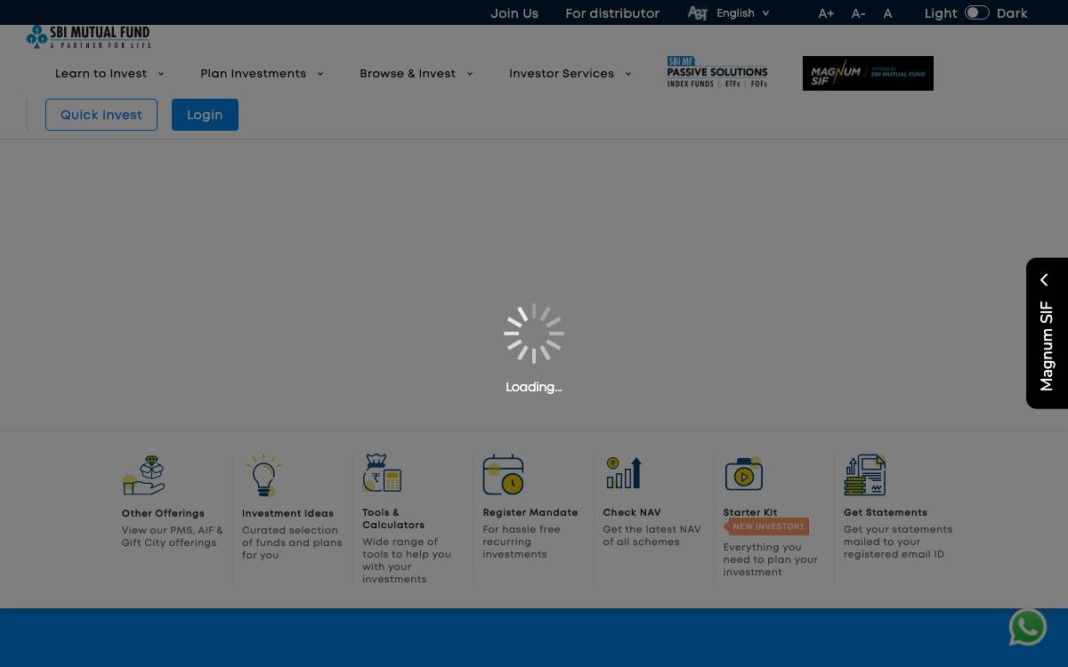 SBI Mutual Fund website preview