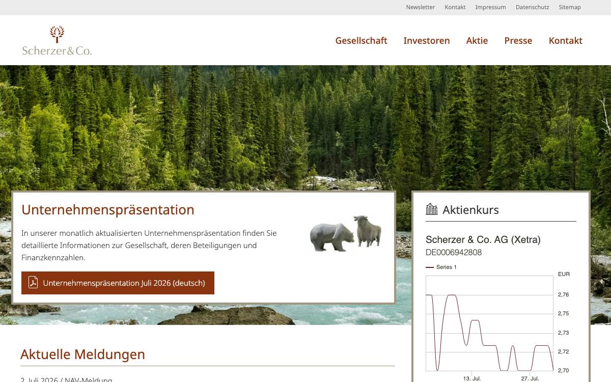 Scherzer & Co. AG website preview