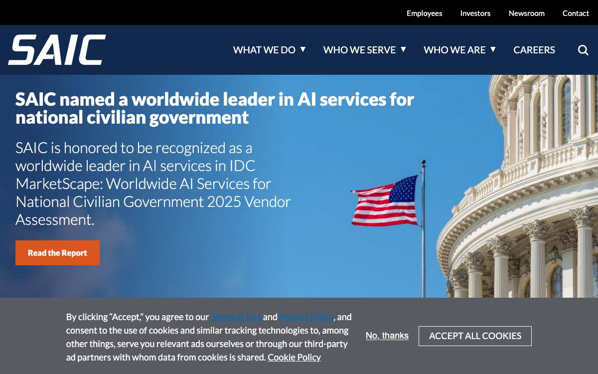 Science Applications International Corporation (SAIC) website preview