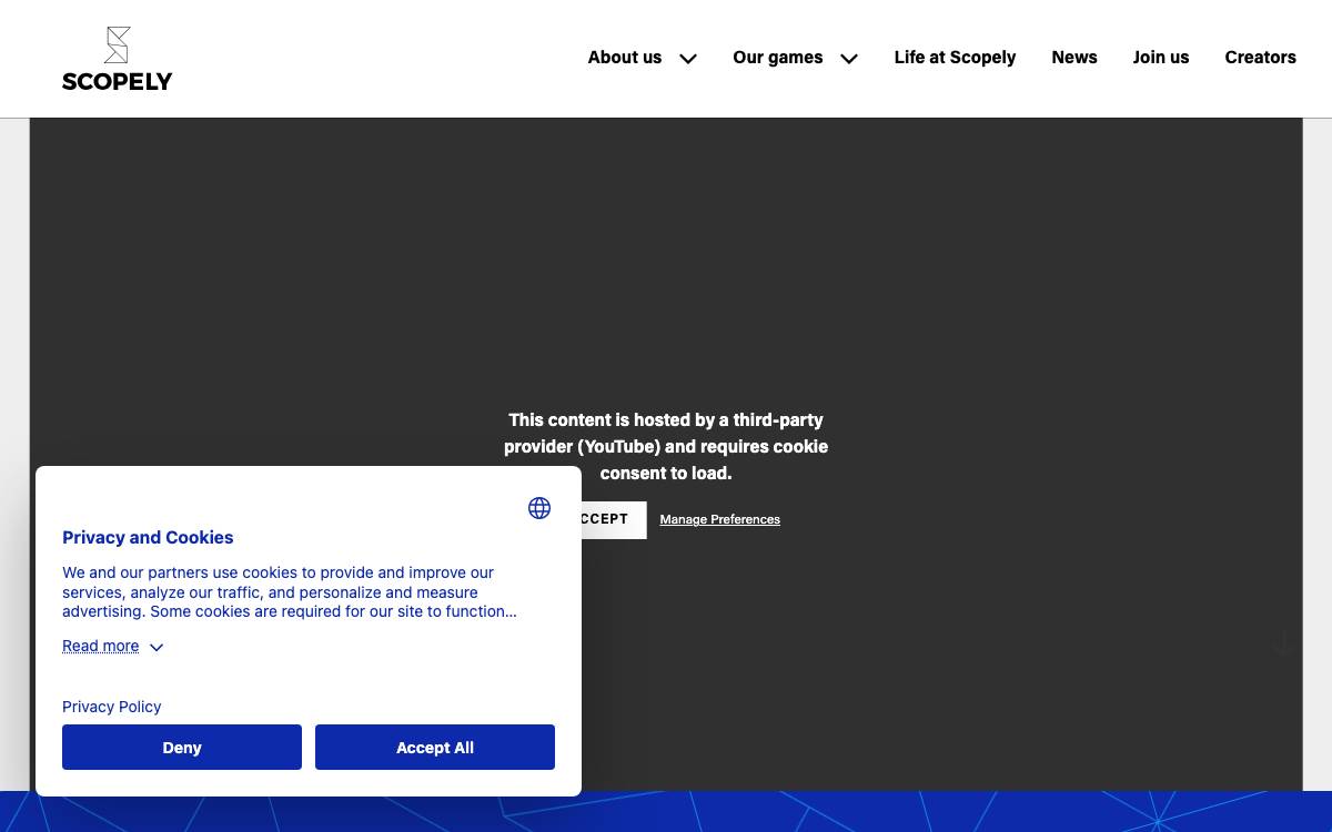 Scopely website preview