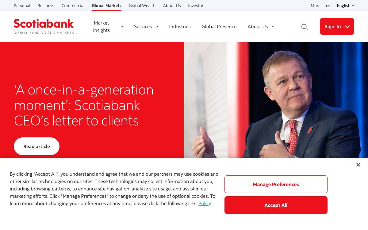 Scotiabank Technology & Innovation Banking website preview