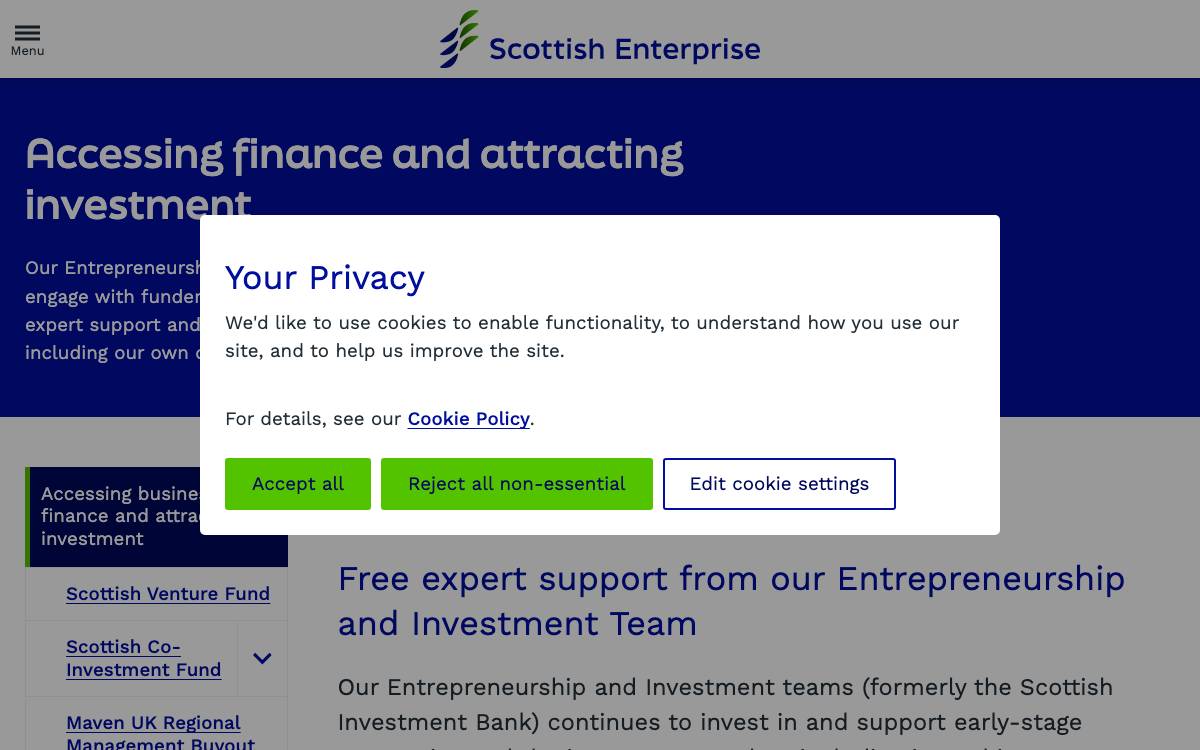 Scottish Investment Bank website preview