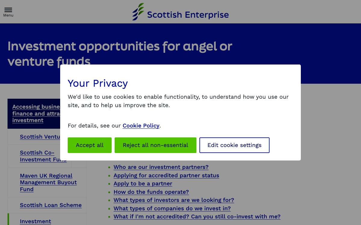 Scottish Venture Fund website preview