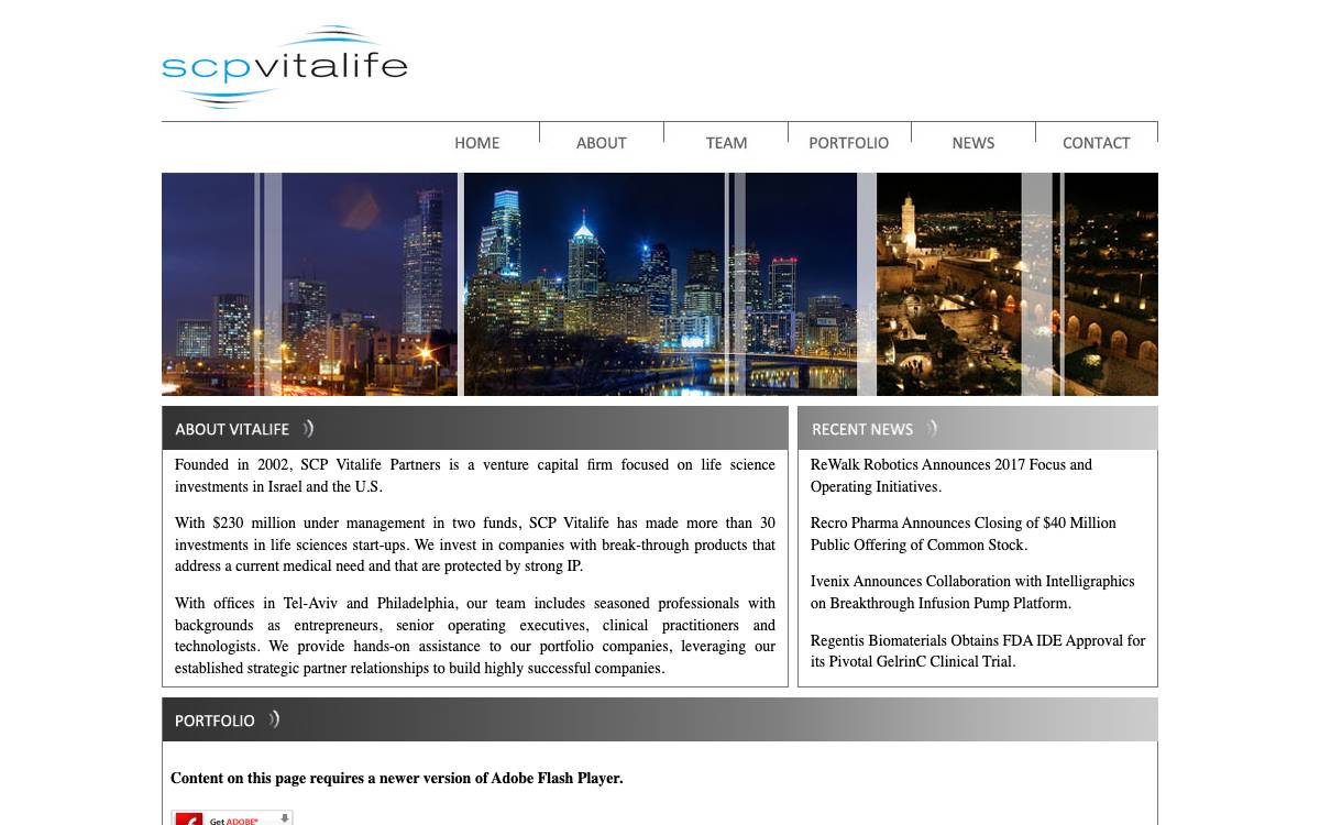SCP Vitalife Partners website preview