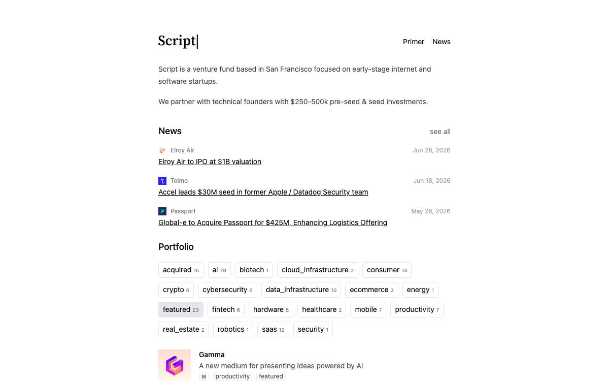 Script Capital website preview