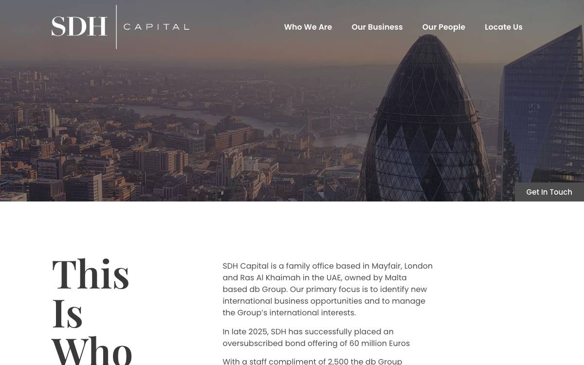 SDH Capital website preview