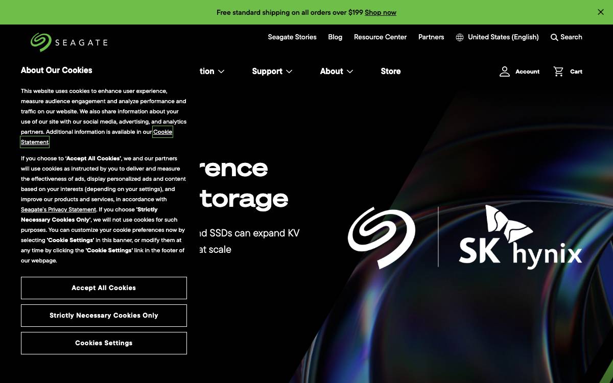 Seagate Technology website preview