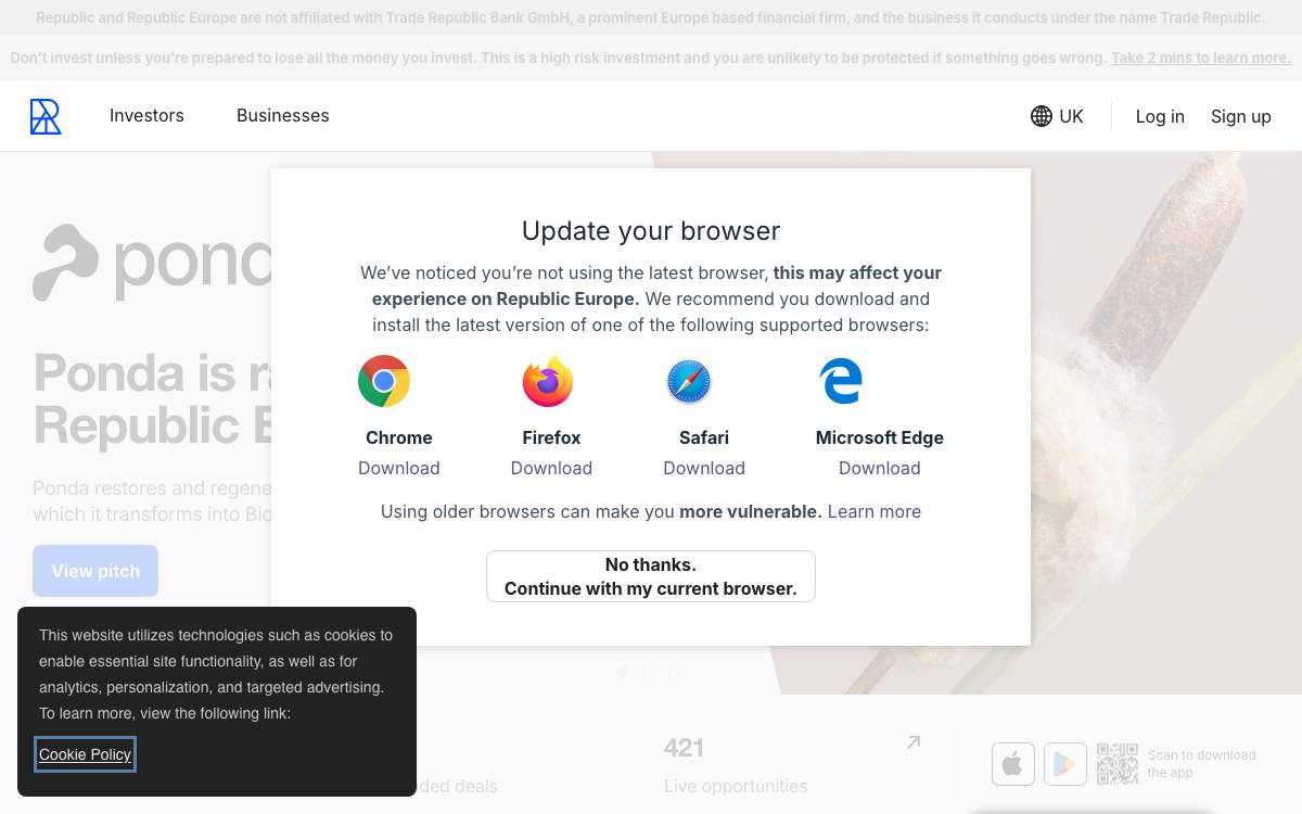 Seedrs website preview