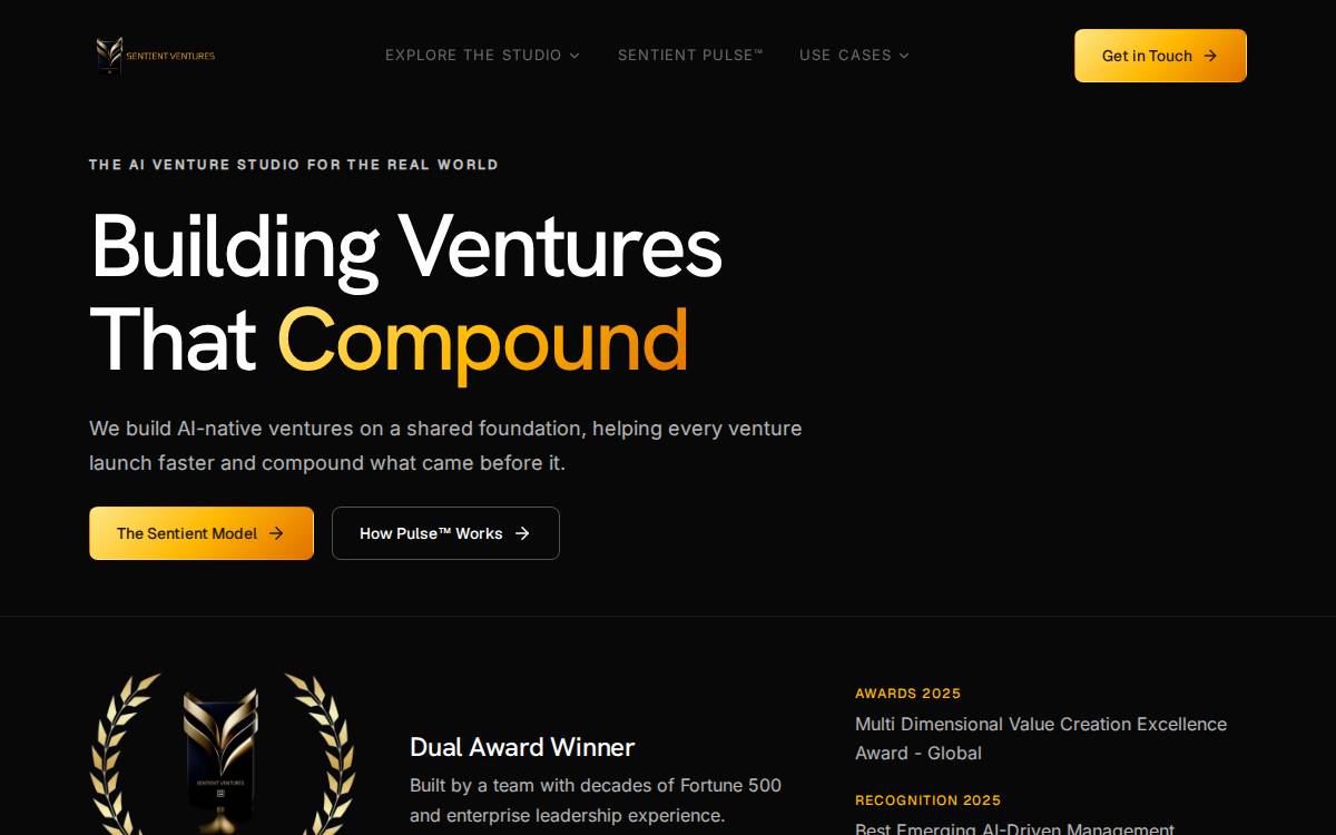 Sentient Ventures website preview