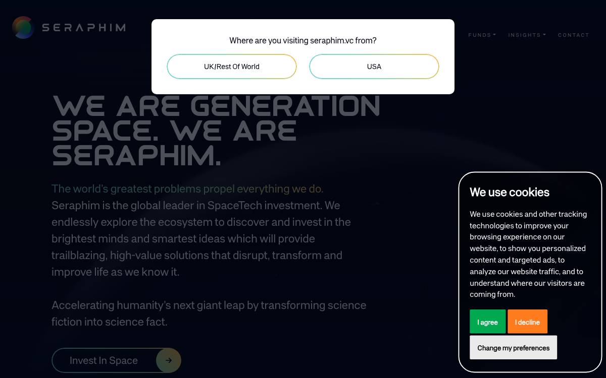 Seraphim Space website preview