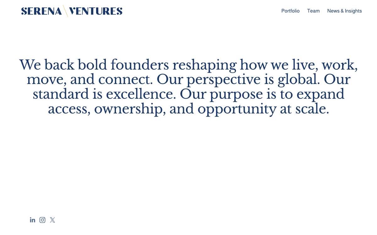Serena Ventures website preview