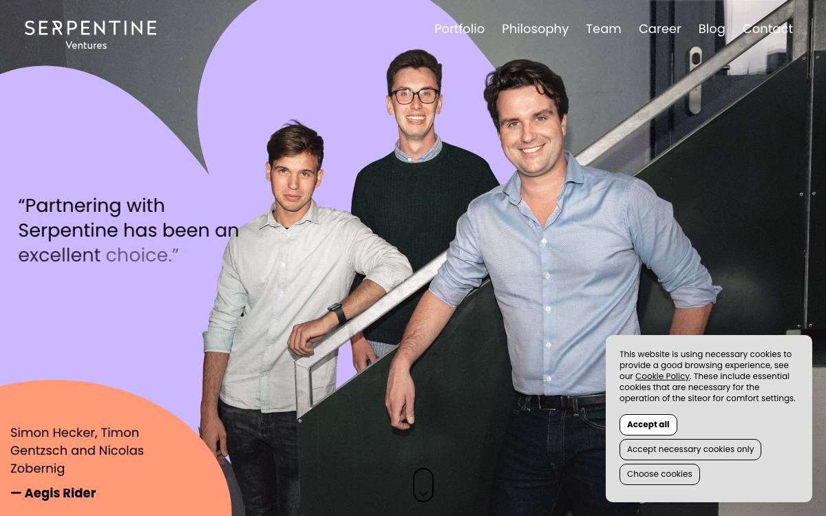 Serpentine Ventures website preview