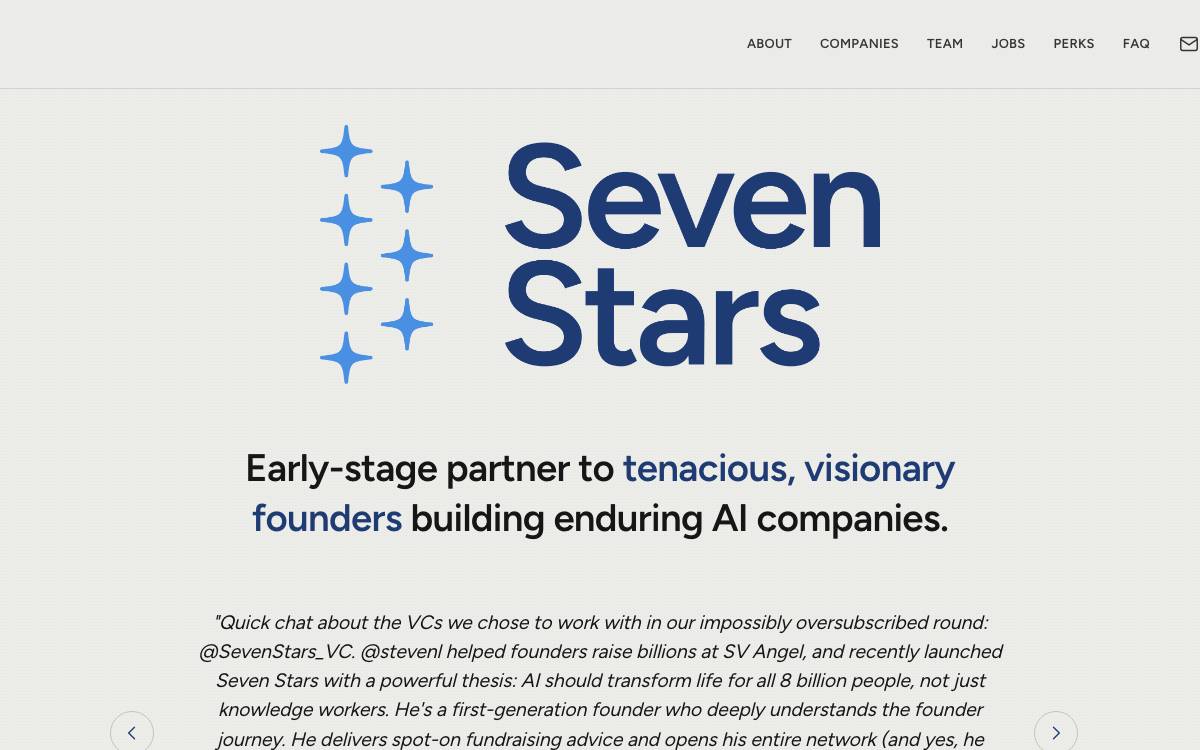 Seven Stars Ventures website preview
