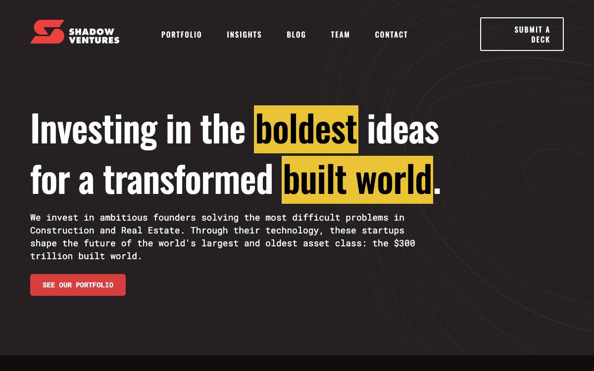 Shadow Ventures website preview