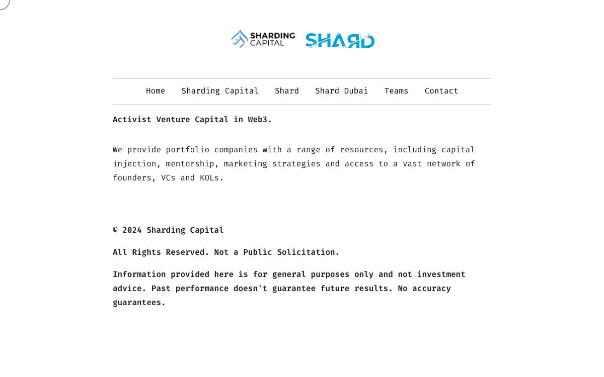 Sharding Capital website preview