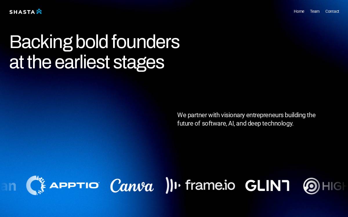 Shasta Ventures website preview