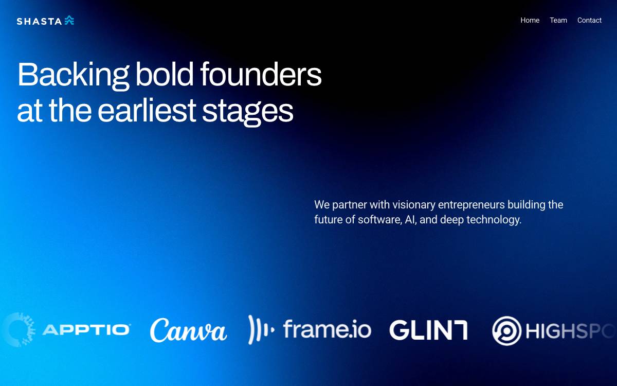 Shasta Ventures website preview