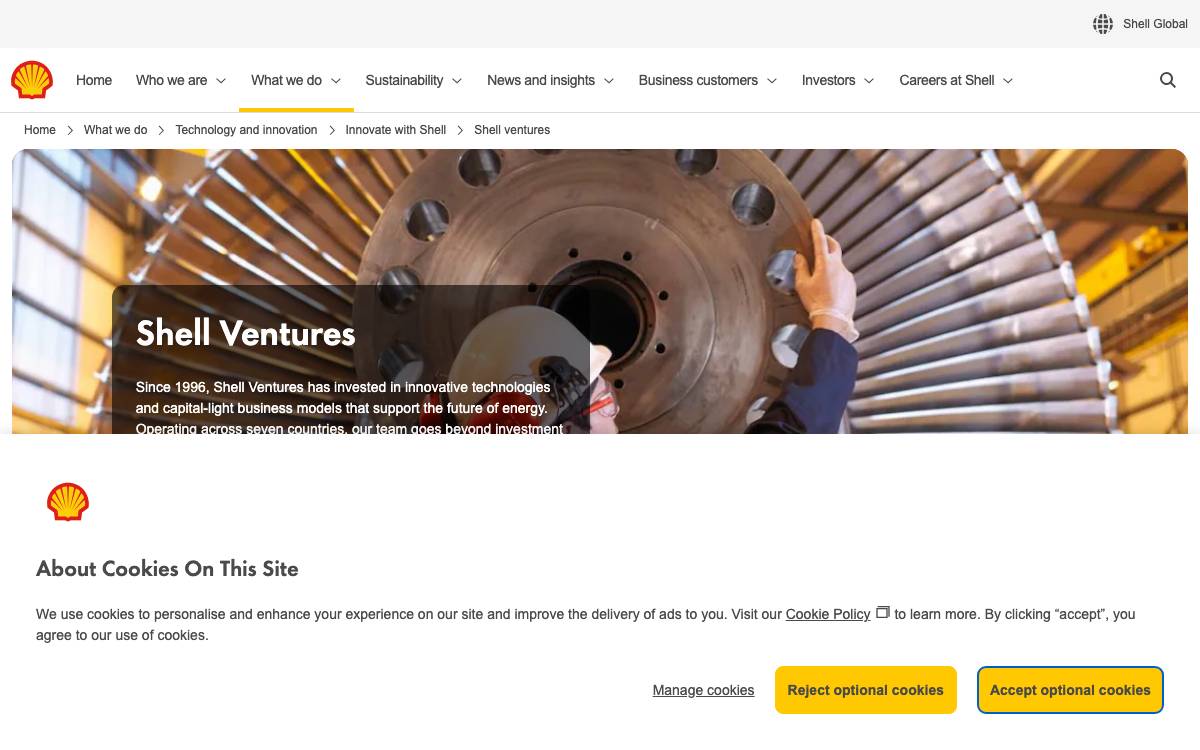 Shell Ventures website preview