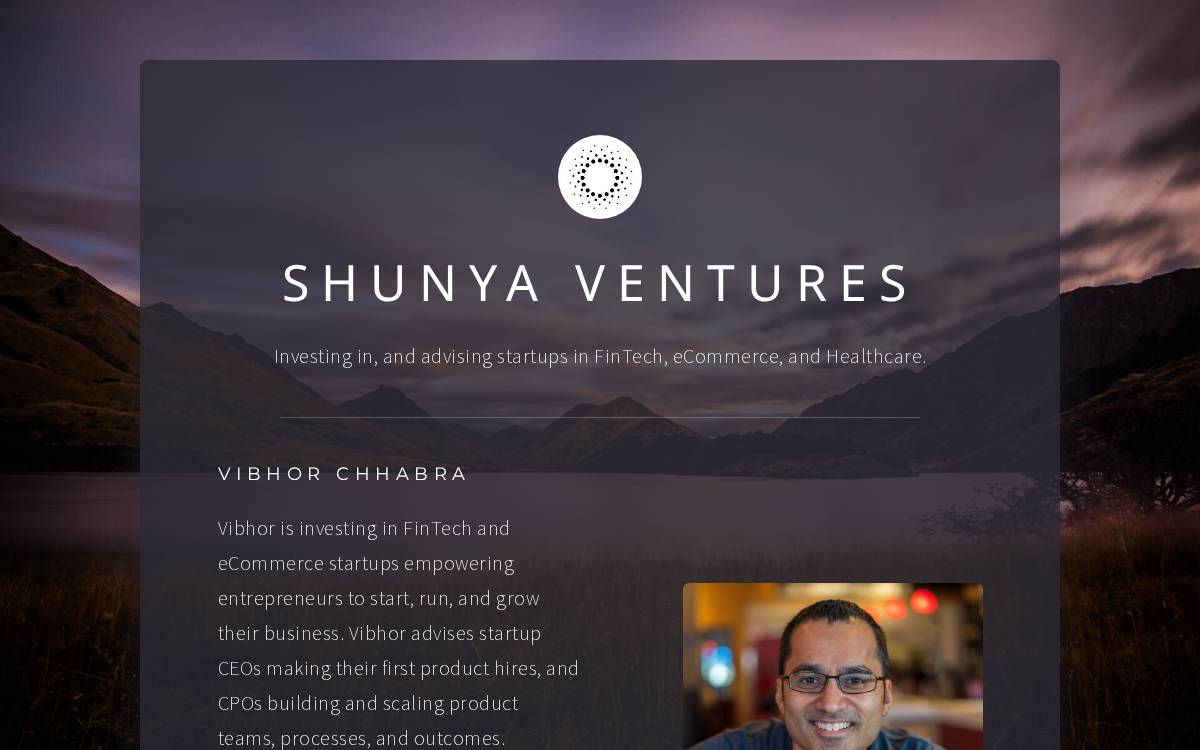 Shunya Ventures website preview