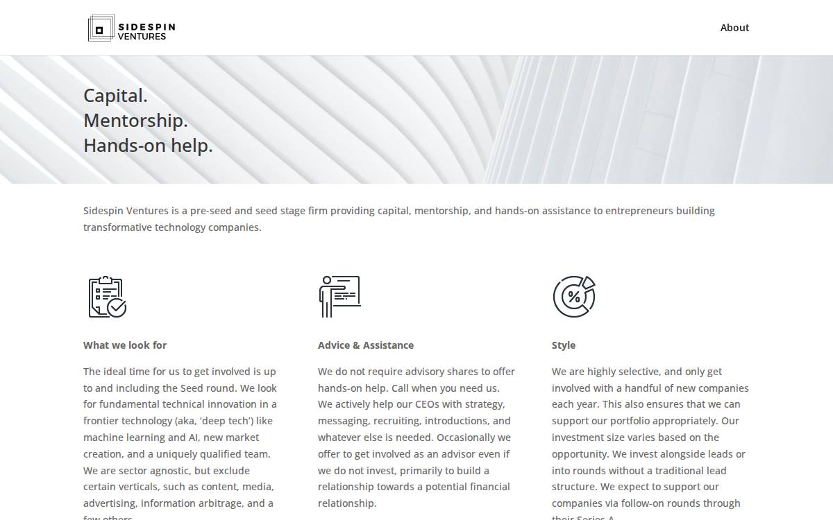 Sidespin Ventures website preview